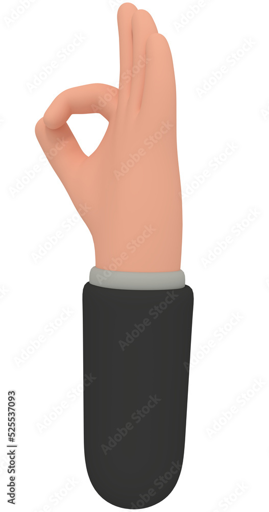 3d illustration of cartoon hand making OK gesture 3d illustration of cartoon hand making OK gesture