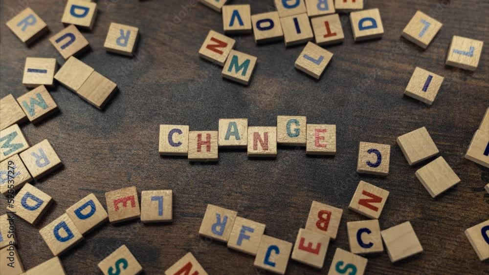 CHANGE. The need for a change represented symbolically with the use of little wooden square blocks with letters on them. High quality 4k footage CHANGE. The need for a change represented symbolically with the use of little wooden square blocks with letters on them. High quality 4k footage