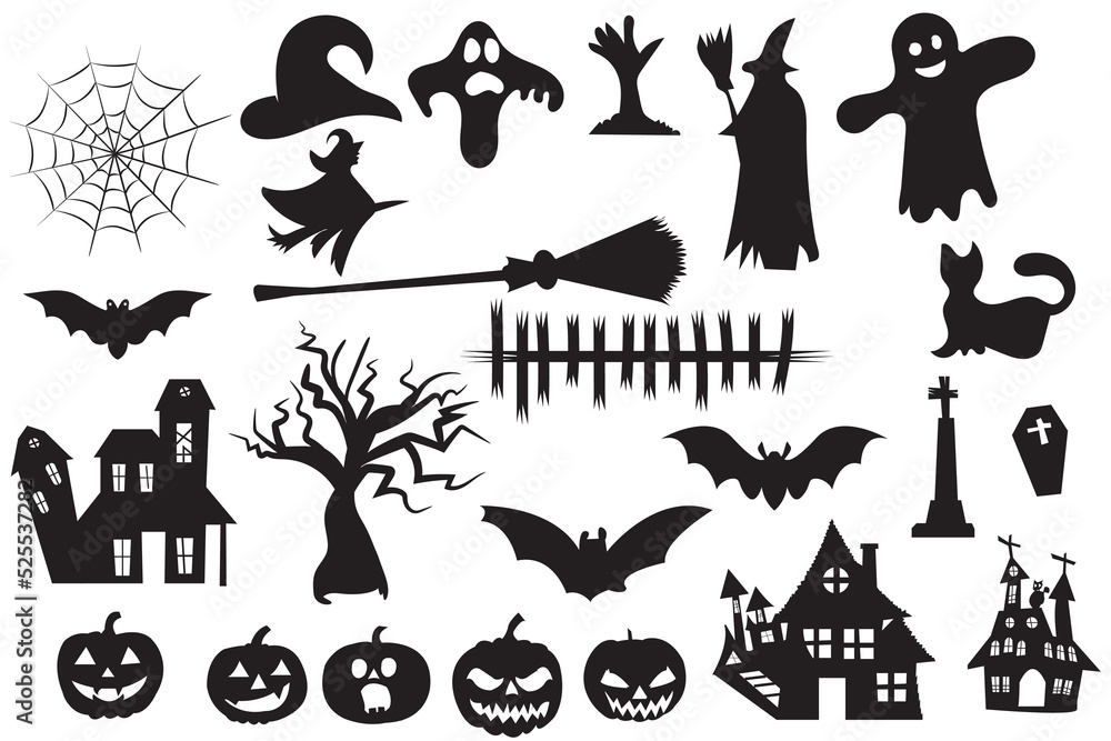 Obraz premium The shadow collection of ghosts decorate the website in the Halloween festival