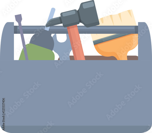 Carpenter tool box icon cartoon vector. Construction kit. Repair wood