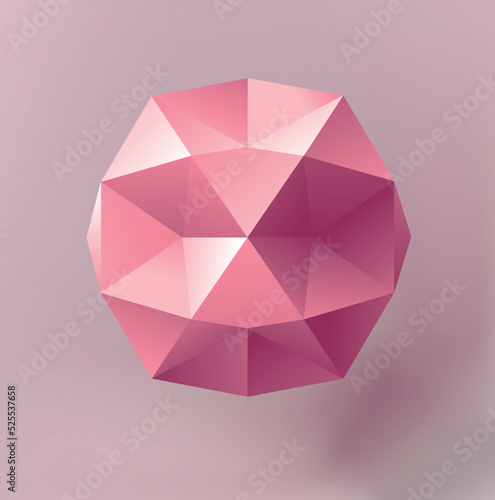 Vector geometric object. Regular polygon with pink triangles