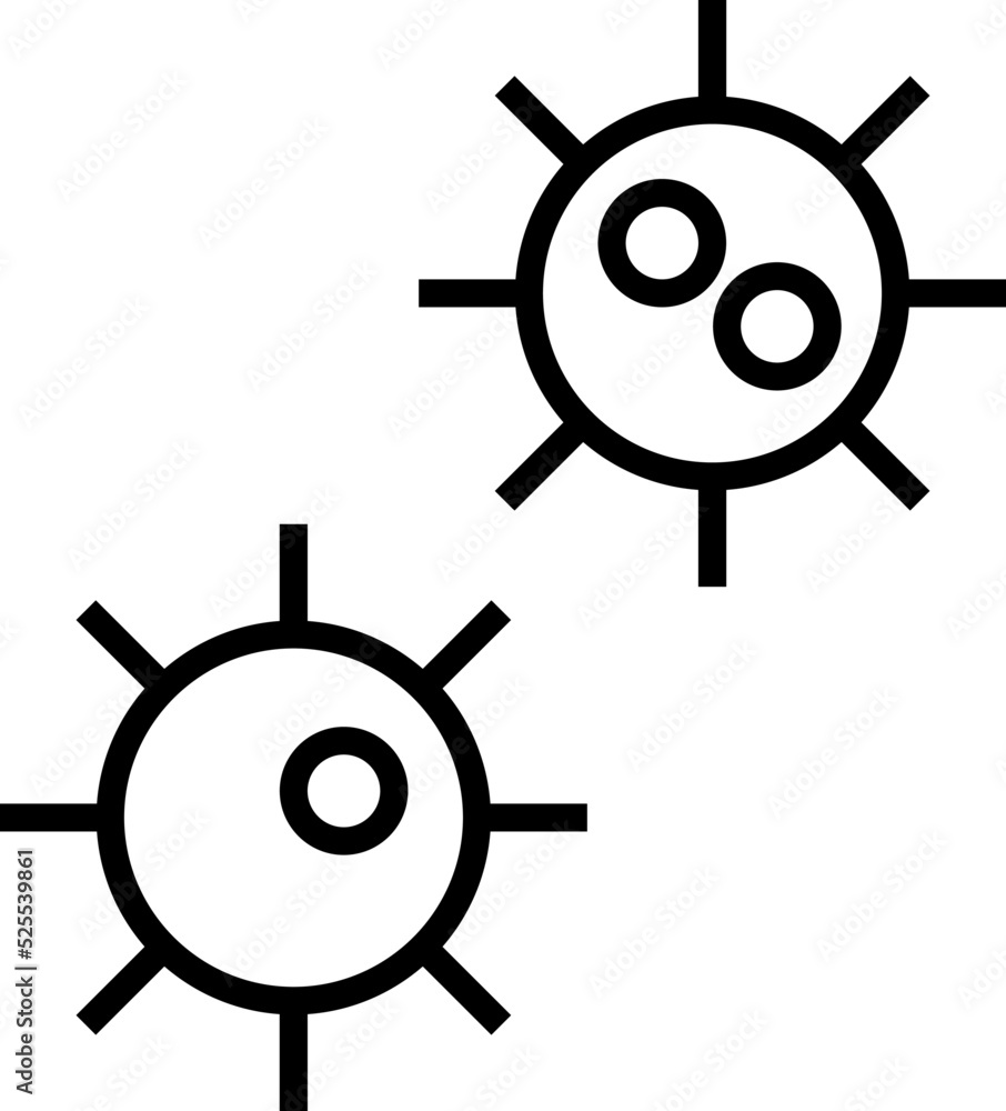 Obraz premium Profession and occupation concept. Modern outline sign drawn in flat style. Editable stroke. Vector monochrome isolated line icon of virus or bacteria as symbol of caries