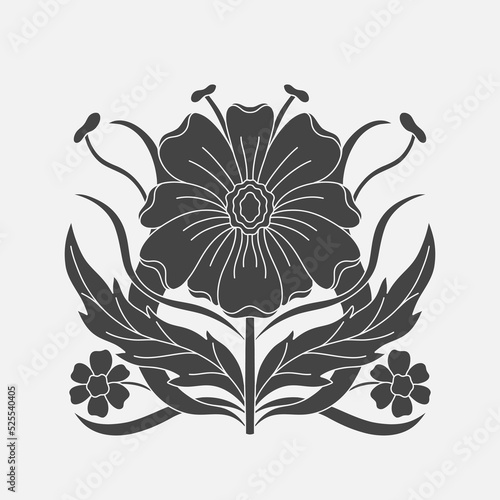 Art nouveau style flower plant basic element. 1920-1930 years vintage design. Symbol motif design.