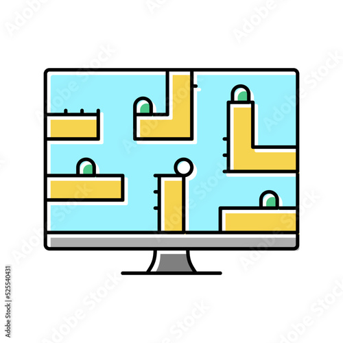 puzzle platform video game color icon vector illustration
