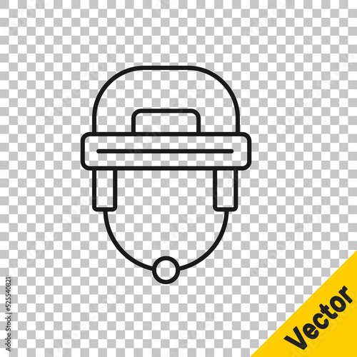 Photography Black line Hockey helmet icon isolated on transparent background