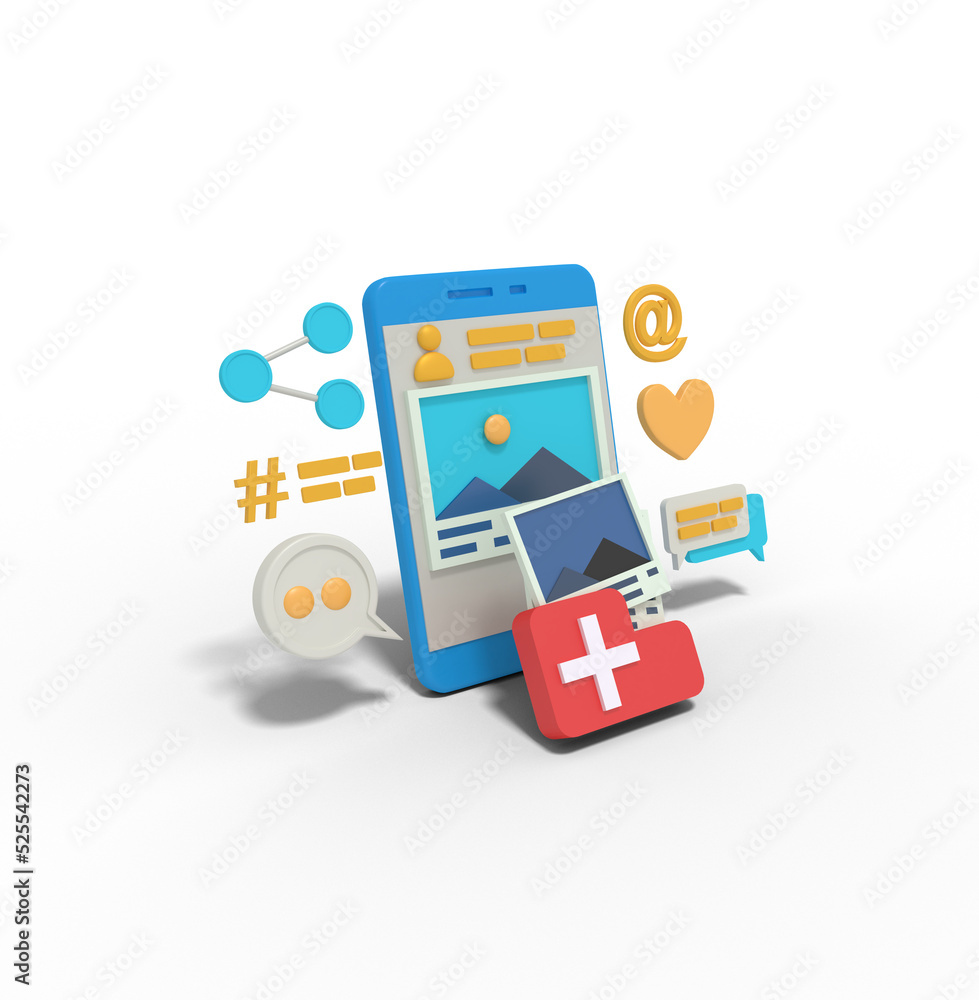 3d illustration of collection image on phone 3d illustration of collection image on phone