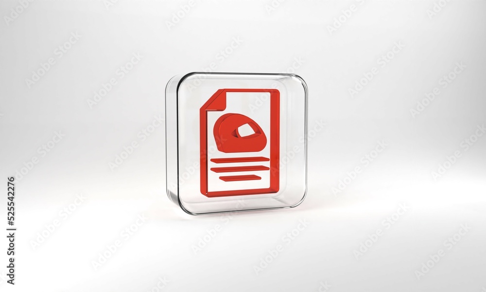 Red Racing helmet icon isolated on grey background. Extreme sport. Sport equipment. Glass square button. 3d illustration 3D render Red Racing helmet icon isolated on grey background. Extreme sport. Sport equipment. Glass square button. 3d illustration 3D render