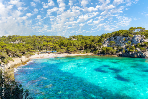 Landscape with Cala Macarella beach, Menorca island, Spain photo