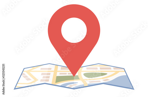 Map with pin pointer icon. GPS navigation, location symbol. Vector flat illustration 