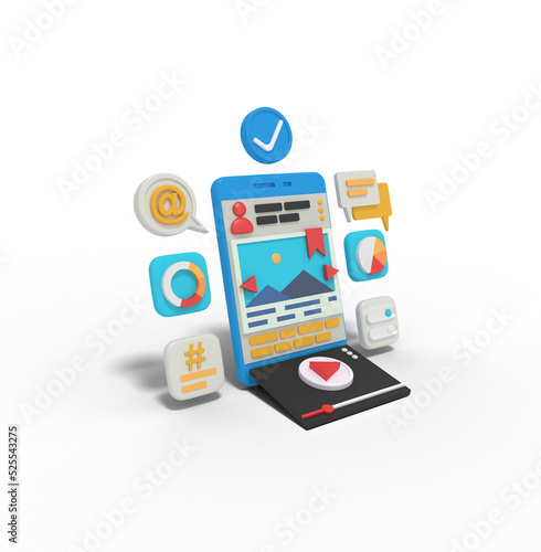 Wallpaper Mural 3d Illustration of Social Media App on smart phone Torontodigital.ca