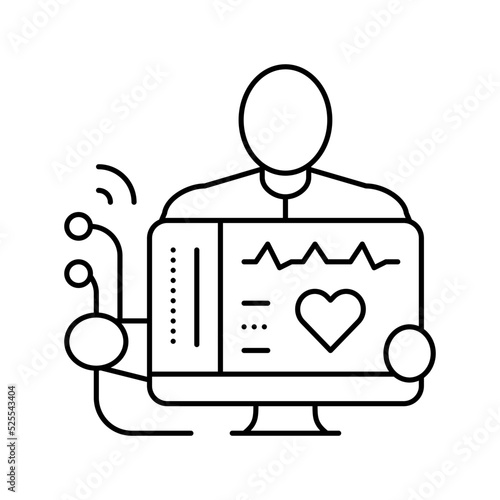 electrocardiogram health check line icon vector illustration