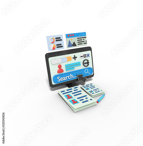 3d illustration of searching profile on social media