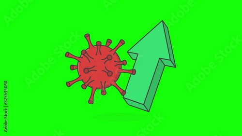 Coronavirus On Green Screen Background. 3D Coronavirus Growing Trend Animation