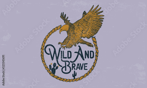eagle illustration with western vintage typography design