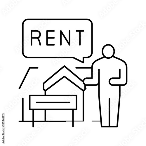 house renter property estate home line icon vector illustration
