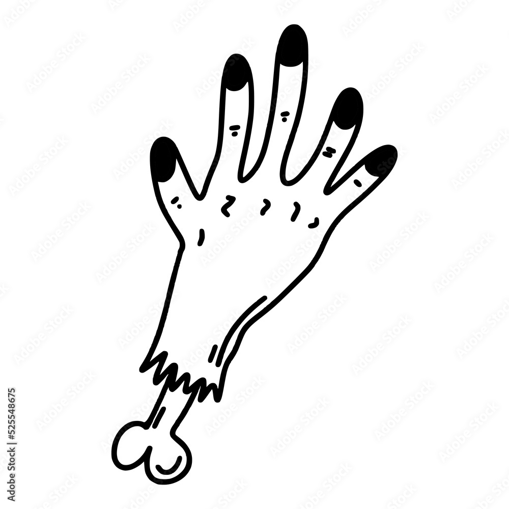 Doodle Cartoon Severed Zombie Arm Doodle Cartoon Severed Zombie Arm