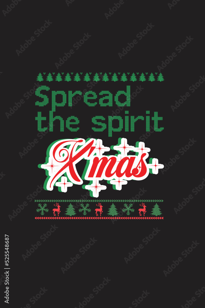 Naklejka premium Typography Merry Christmas T-shirt Design