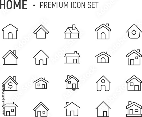 Editable vector pack of home line icons.