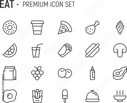 Editable vector pack of eat line icons.