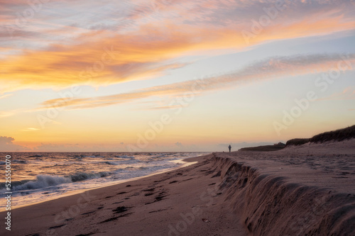 Dog Walks at Miacomet beach quiet and calm Sunset on Nantucket Island