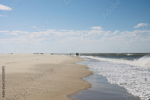 Wide beaches and sand dunes on the Dutch island of Texel on a sunny day  The Netherlands.