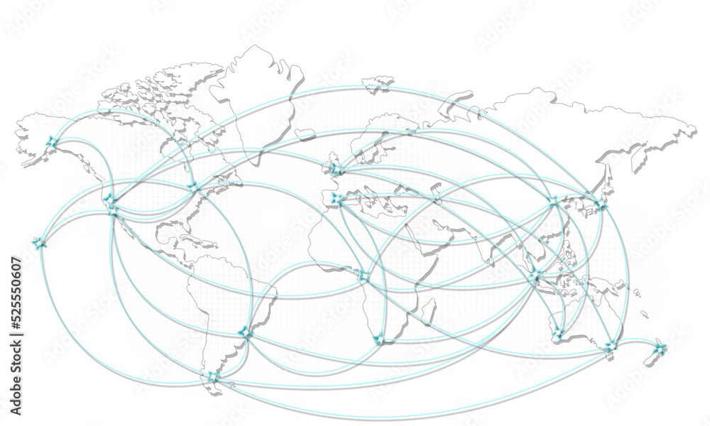 World map with destination marker dots World map with destination marker dots
