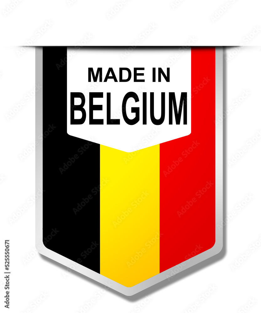 Made in Belgium word on hanging banner Made in Belgium word on hanging banner