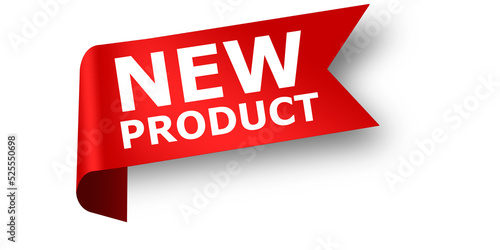 Red banner with new product word
