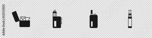 Set Lighter, Vape mod device, Electronic cigarette and icon. Vector