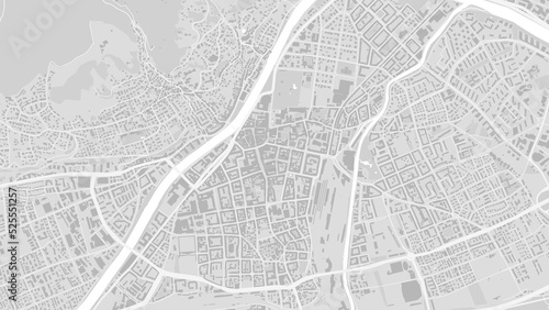White and light grey Innsbruck City area vector background map, roads and water cartography illustration.