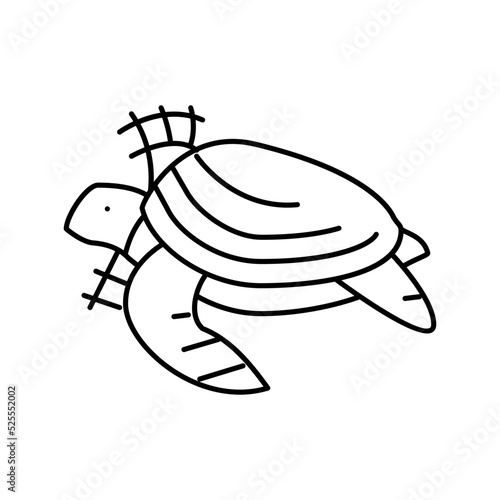 turtle in plastic net line icon vector illustration