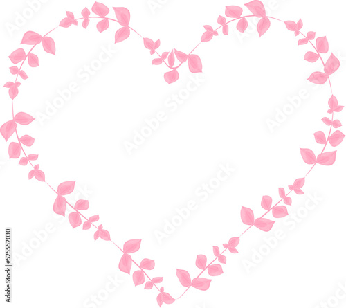 Heart shaped watercolor pink branches frame