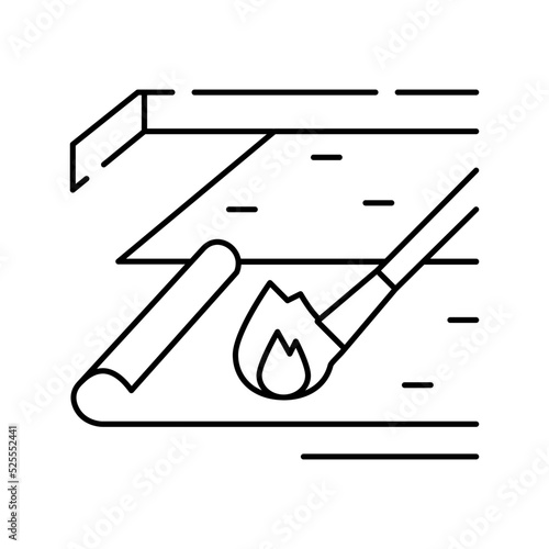 asphalt bitumen roof mounting line icon vector illustration