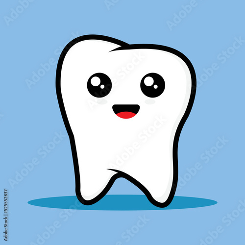 clean and white teeth cartoon character vector illustration smiling happily