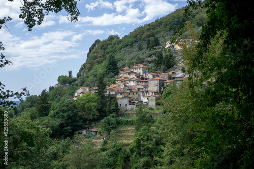 Little village in Tuscany, Italy called Metato in the mountains with green forrest
