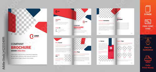 Corporate modern company profile template design minimal red color shape business brochure design template