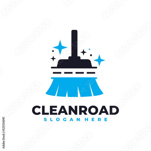 Road cleaning logo vector. Cleaning service business logo template design concept.