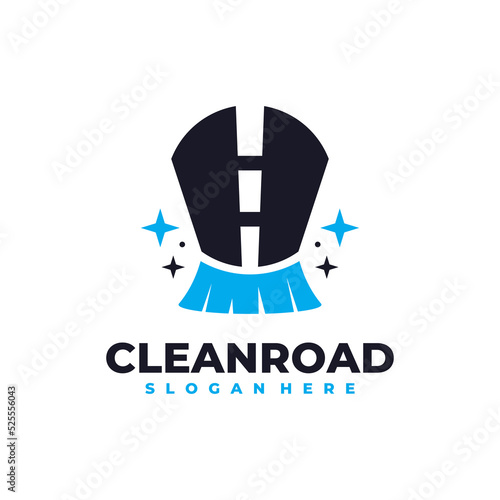 Road cleaning logo vector. Cleaning service business logo template design concept.