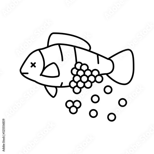 plastic microbeads in fish line icon vector illustration