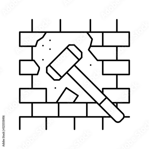 dismantling wall line icon vector illustration