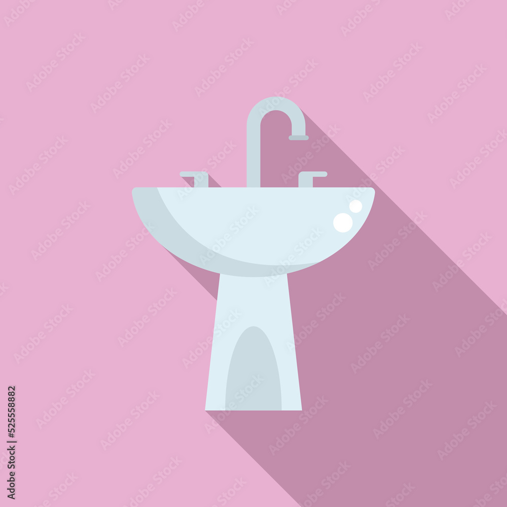 Faucet basin icon flat vector. Water pipeline Faucet basin icon flat vector. Water pipeline