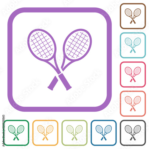 Two tennis rackets simple icons