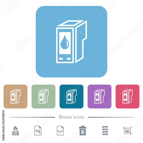 Ink cartridge outline flat icons on color rounded square backgrounds