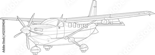 Modern classic airplane realistic sketch template. Cartoon graphic vector illustration in black and white for games, background, pattern, decor. Coloring paper, page, story book. Print for fabrics