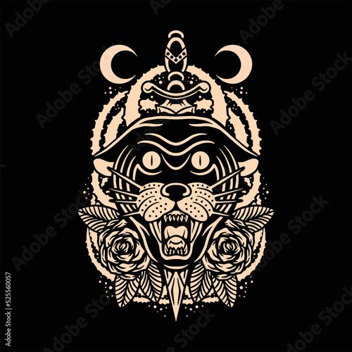 panther dagger tattoo vector design