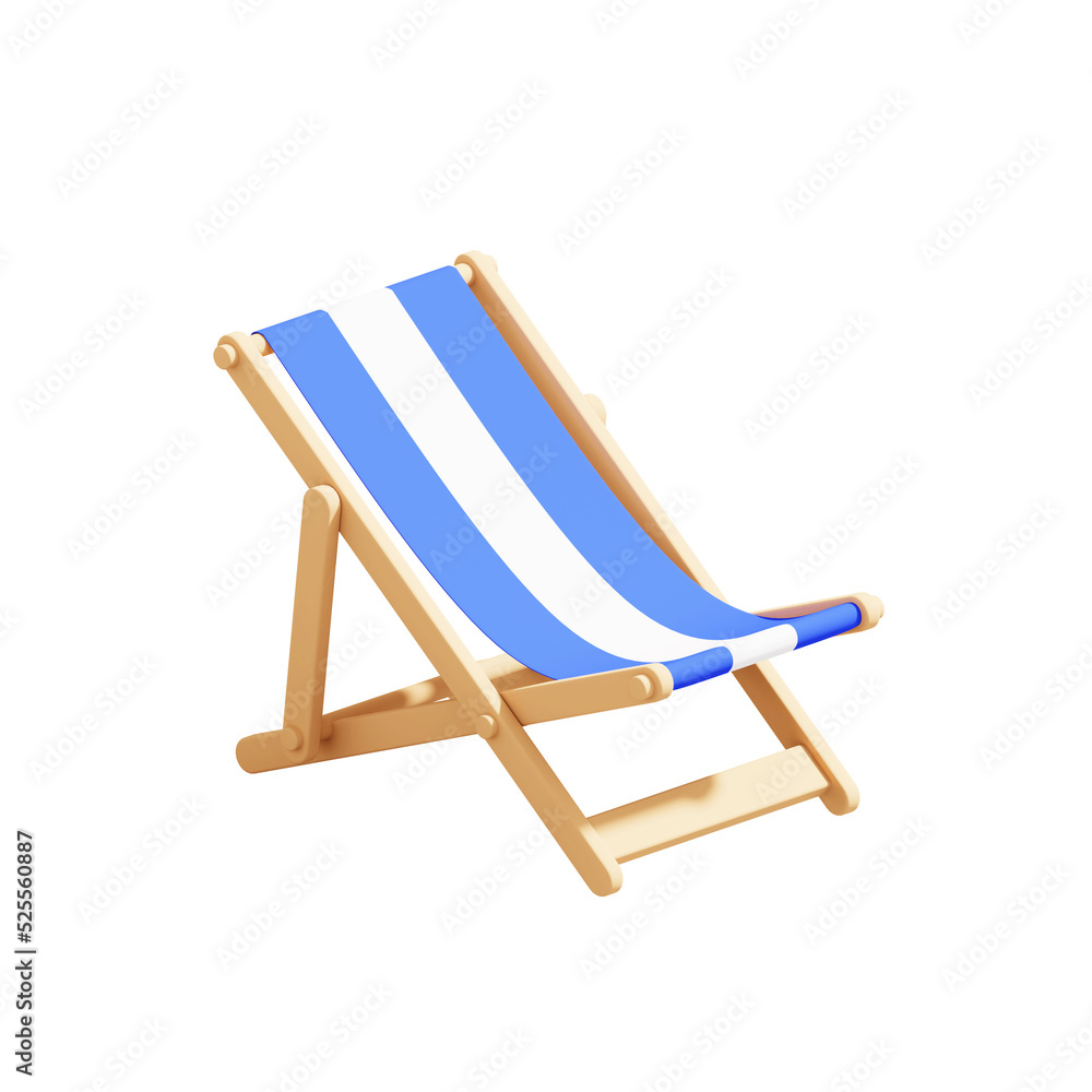 Beach Chair Icon Isolated 3d render Illustration