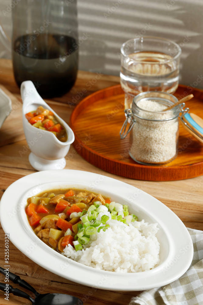 Japanese Rice Chicken Curry with Carrot and Potato Japanese Rice Chicken Curry with Carrot and Potato