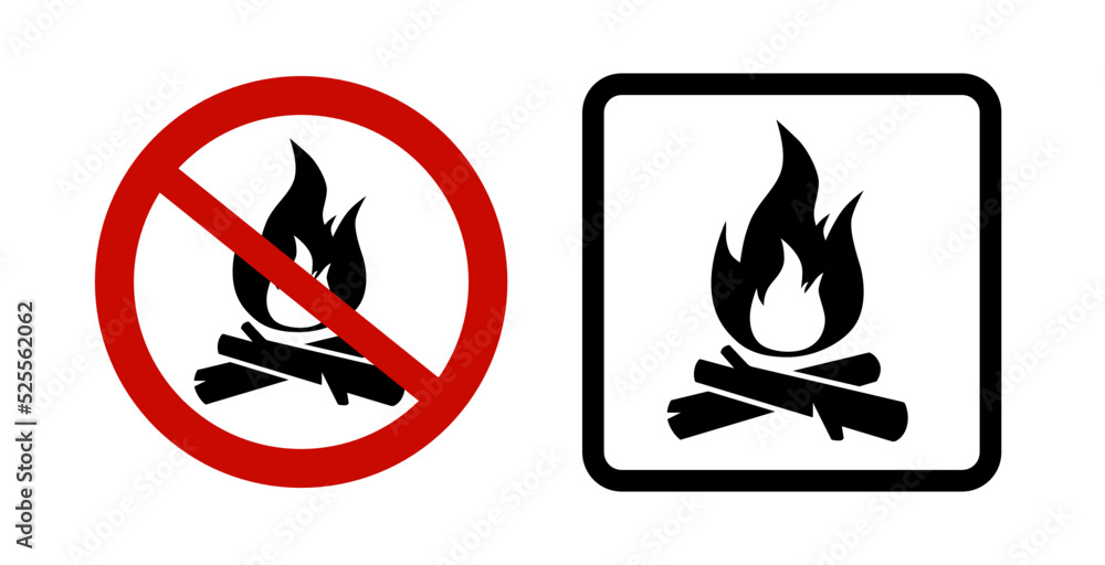 Campfire permitted and forbidden sign Campfire permitted and forbidden sign