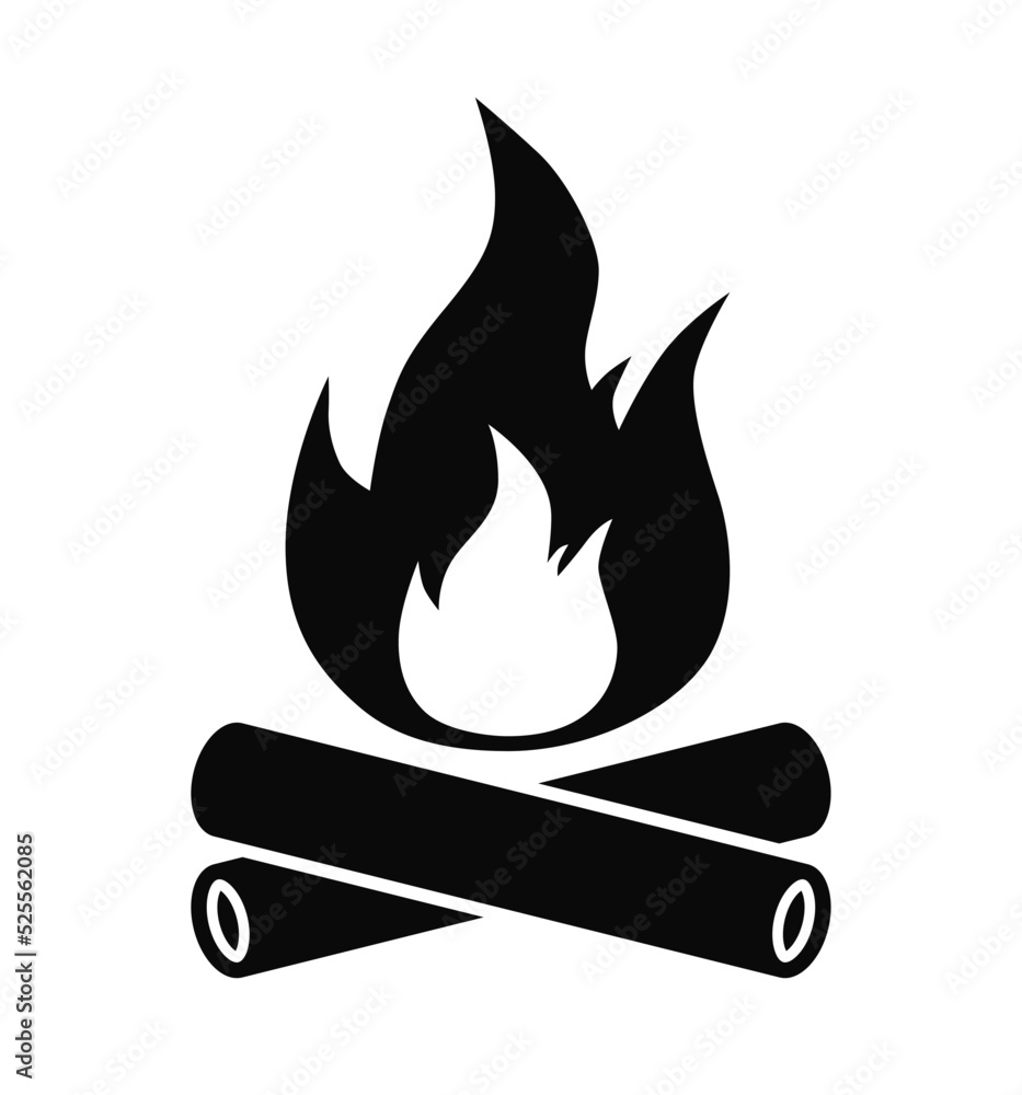 Campfire symbol bonfire flame vector icon Campfire symbol bonfire flame vector icon
