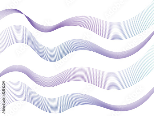 抽象的ラインウェーブのフレームパーツセット紫青